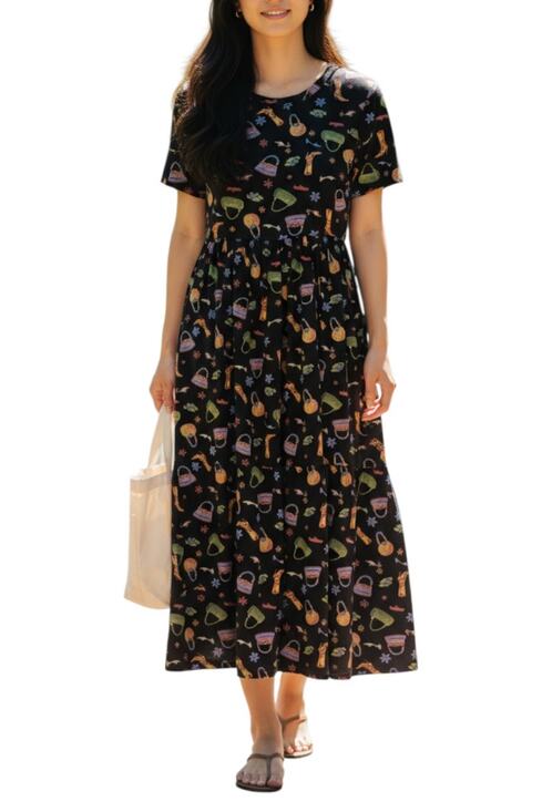Coldwater Creek Dresses & Skirts - Vintage Y2K Coldwater Creek Black A-Line Dress Whimsical Print Sz Small Rayon